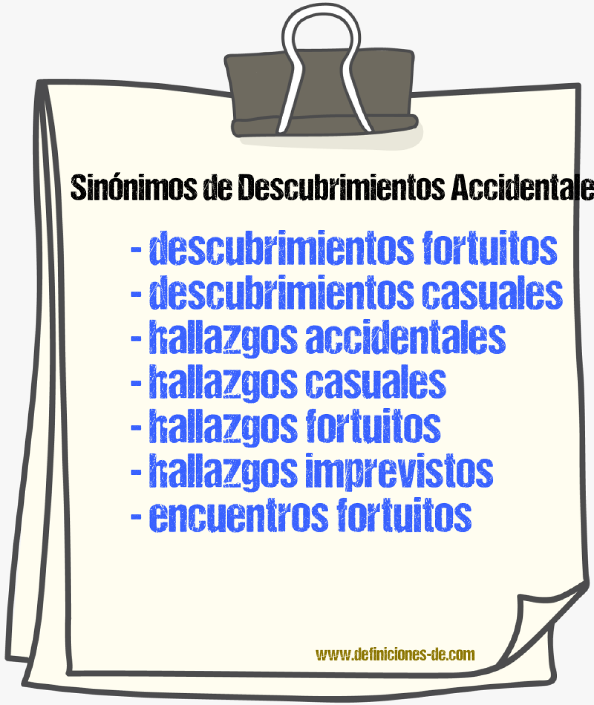 Sinónimos de descubrimientos accidentales
