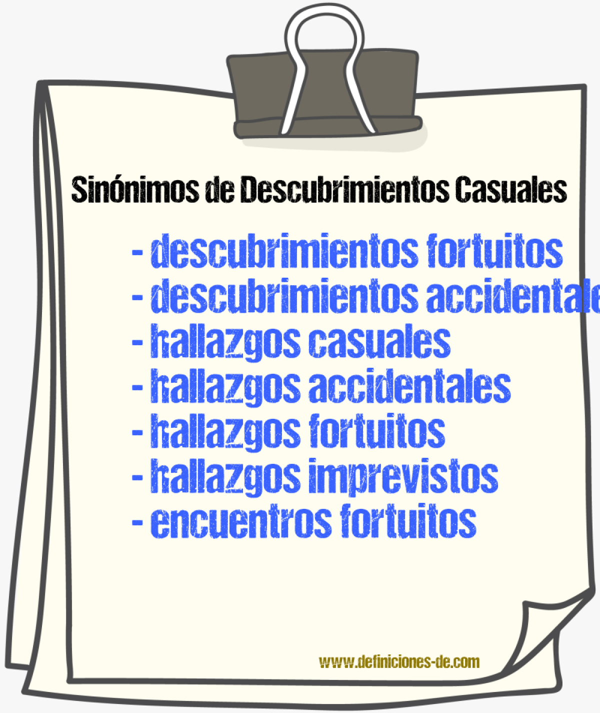 Sinónimos de descubrimientos casuales