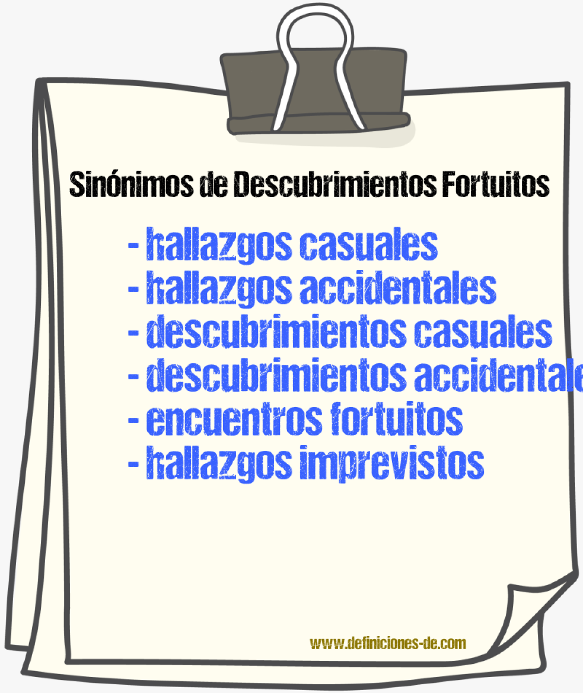 Sinónimos de descubrimientos fortuitos