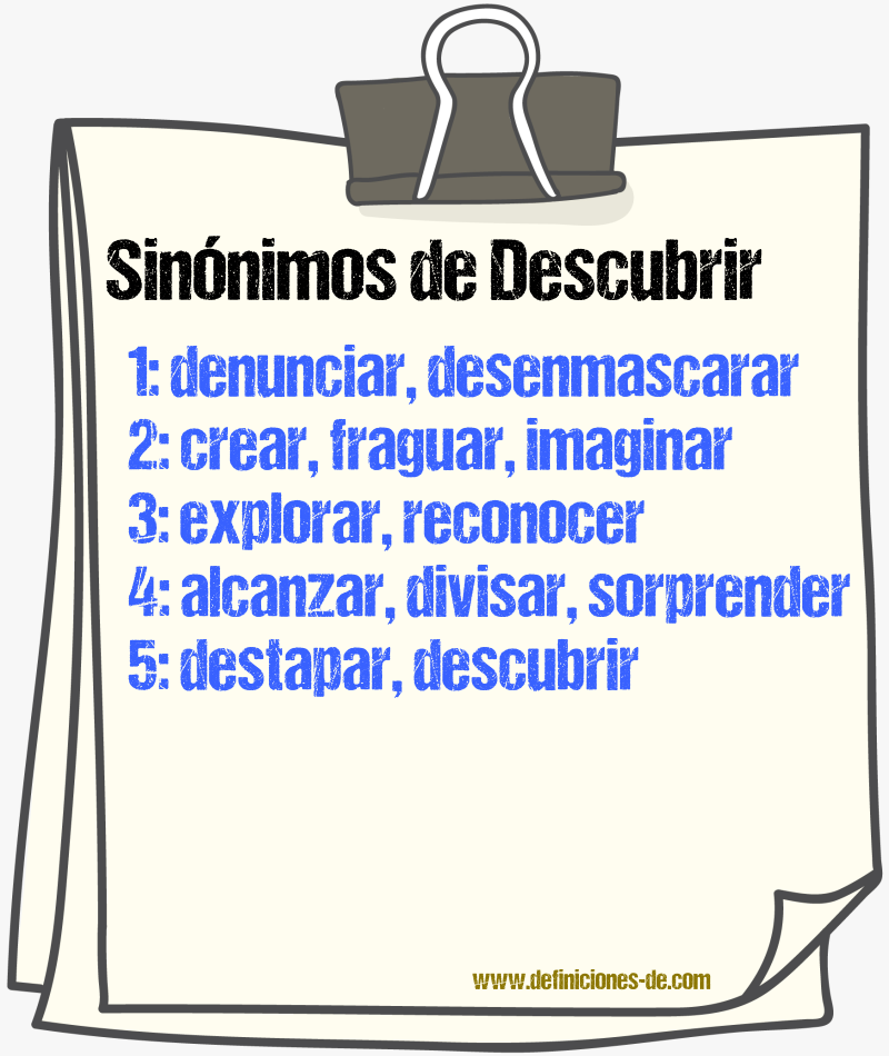 Sinnimos de descubrir