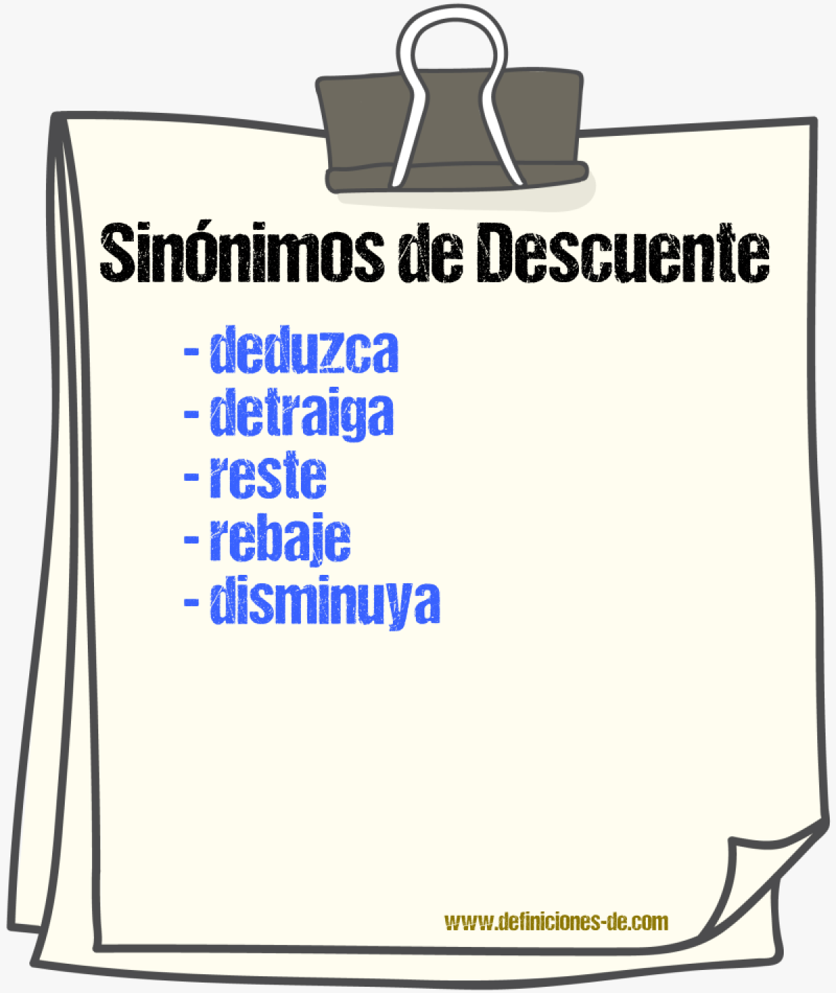 Sinónimos de descuente