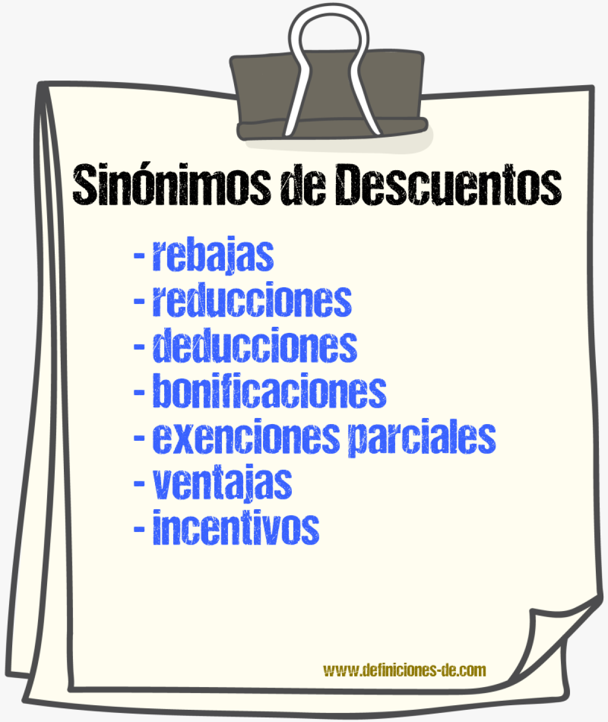 Sinónimos de descuentos