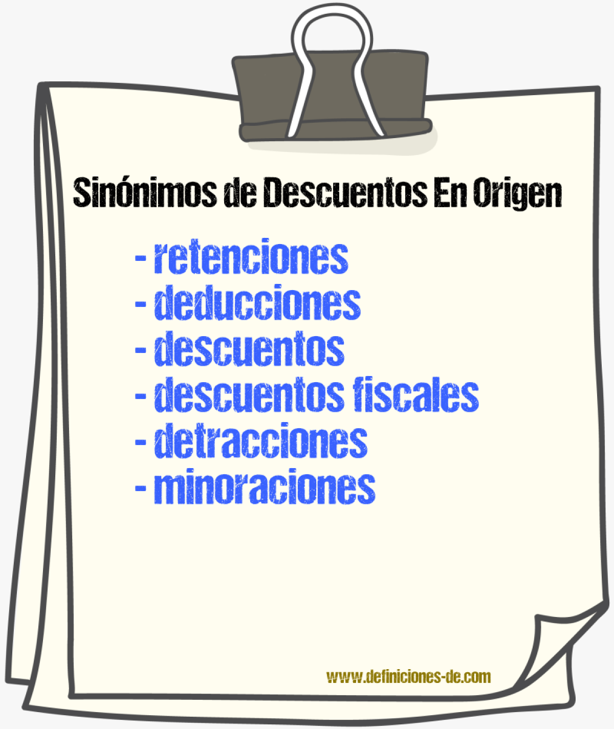 Sinónimos de descuentos en origen