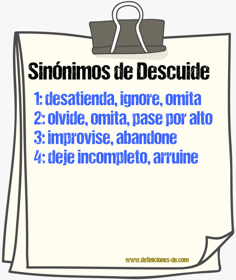 Sinónimos de descuide