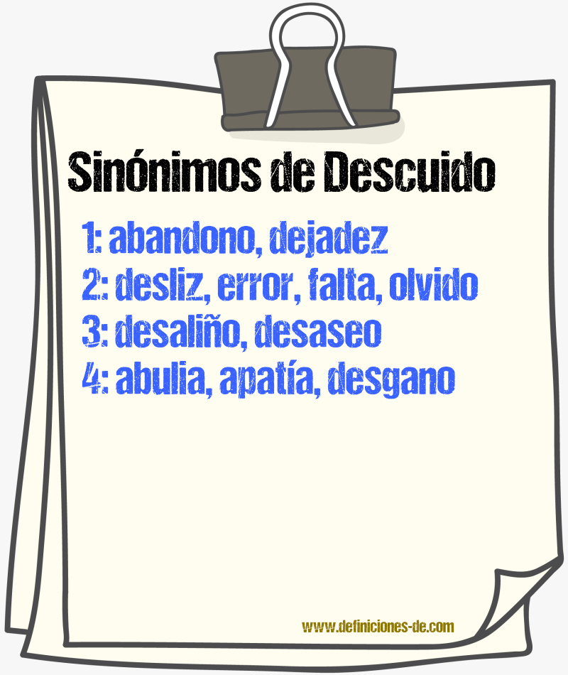 Sinnimos de descuido