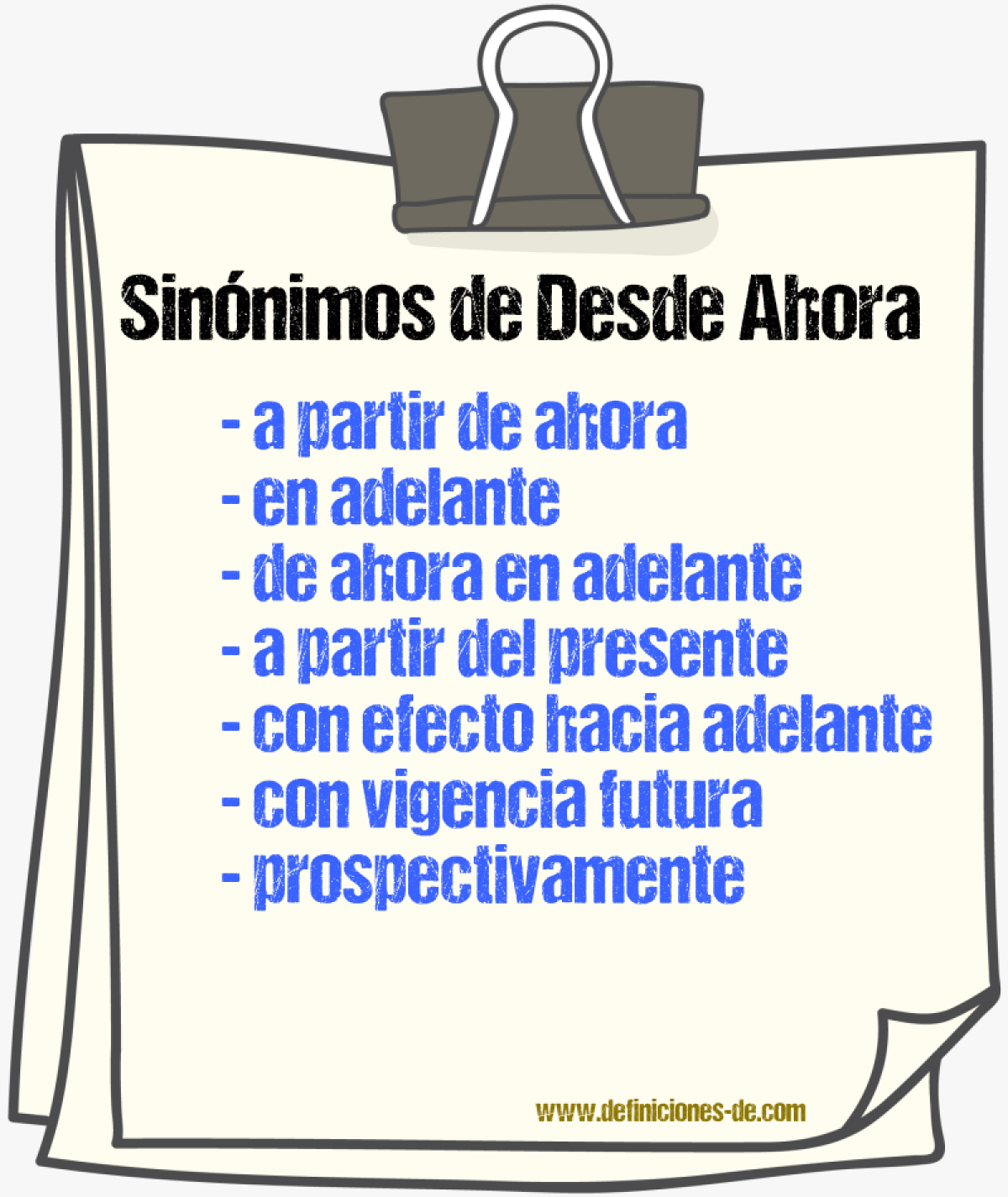 Sinónimos de desde ahora