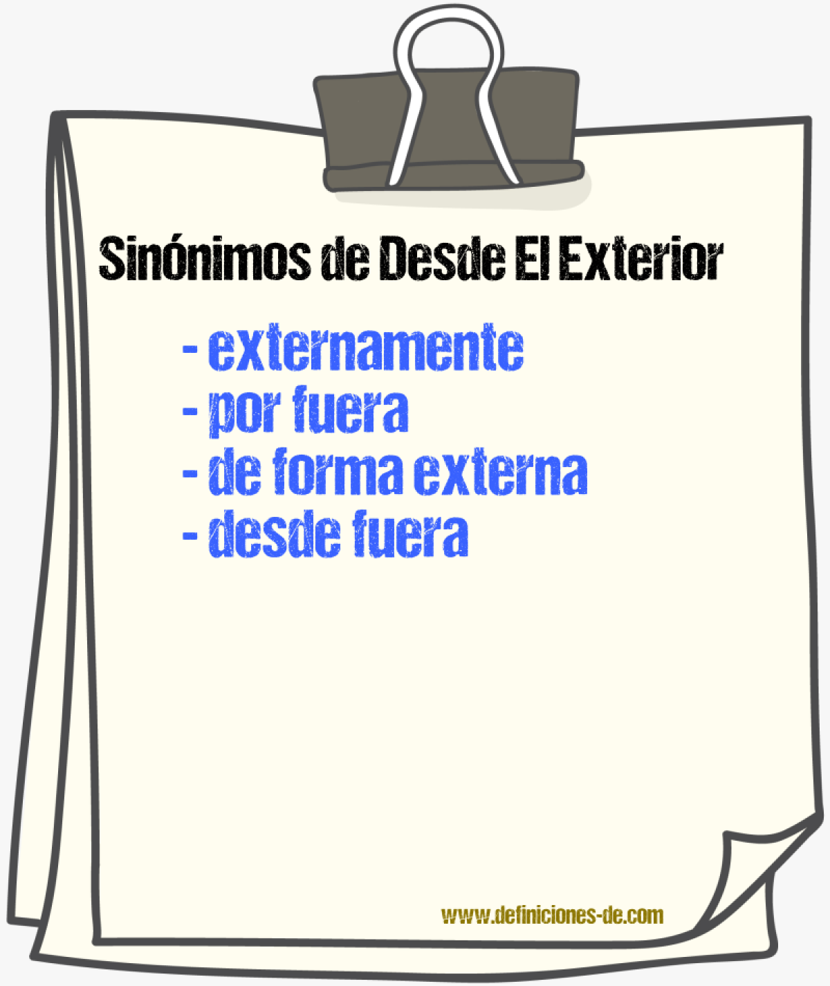 Sinónimos de desde el exterior