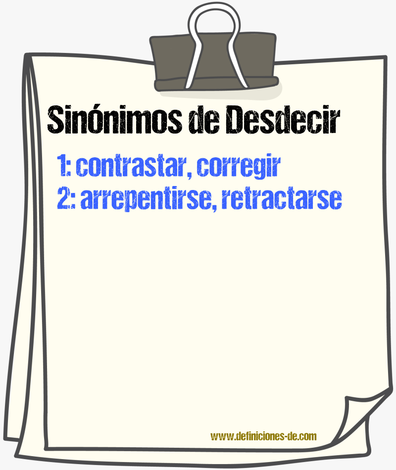 Sinnimos de desdecir