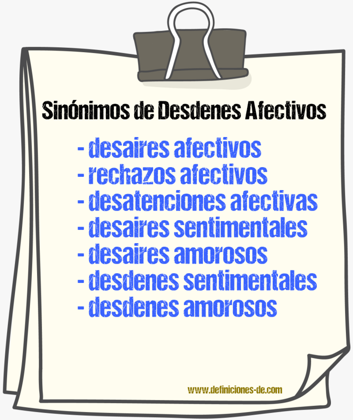Sinónimos de desdenes afectivos