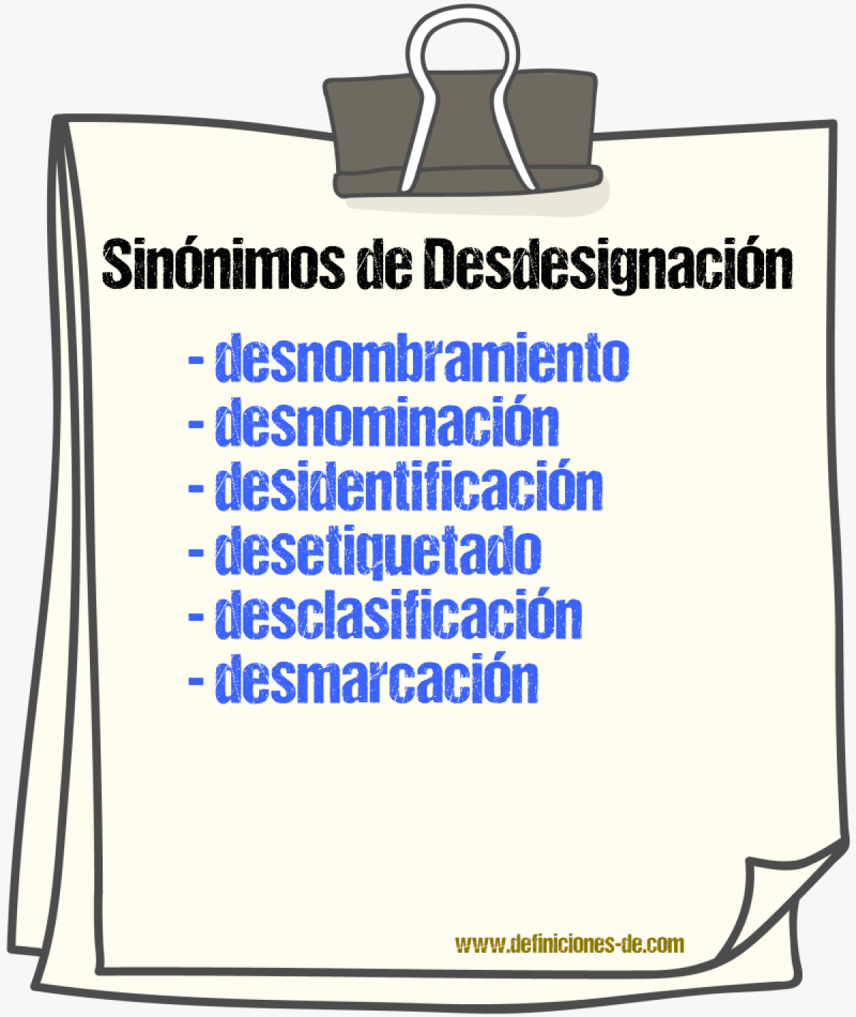 Sinónimos de desdesignación
