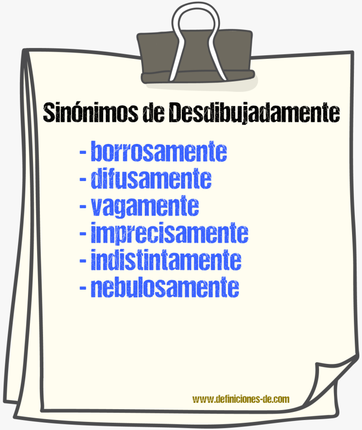 Sinónimos de desdibujadamente