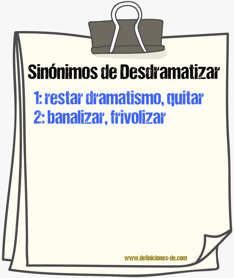 Sinónimos de desdramatizar