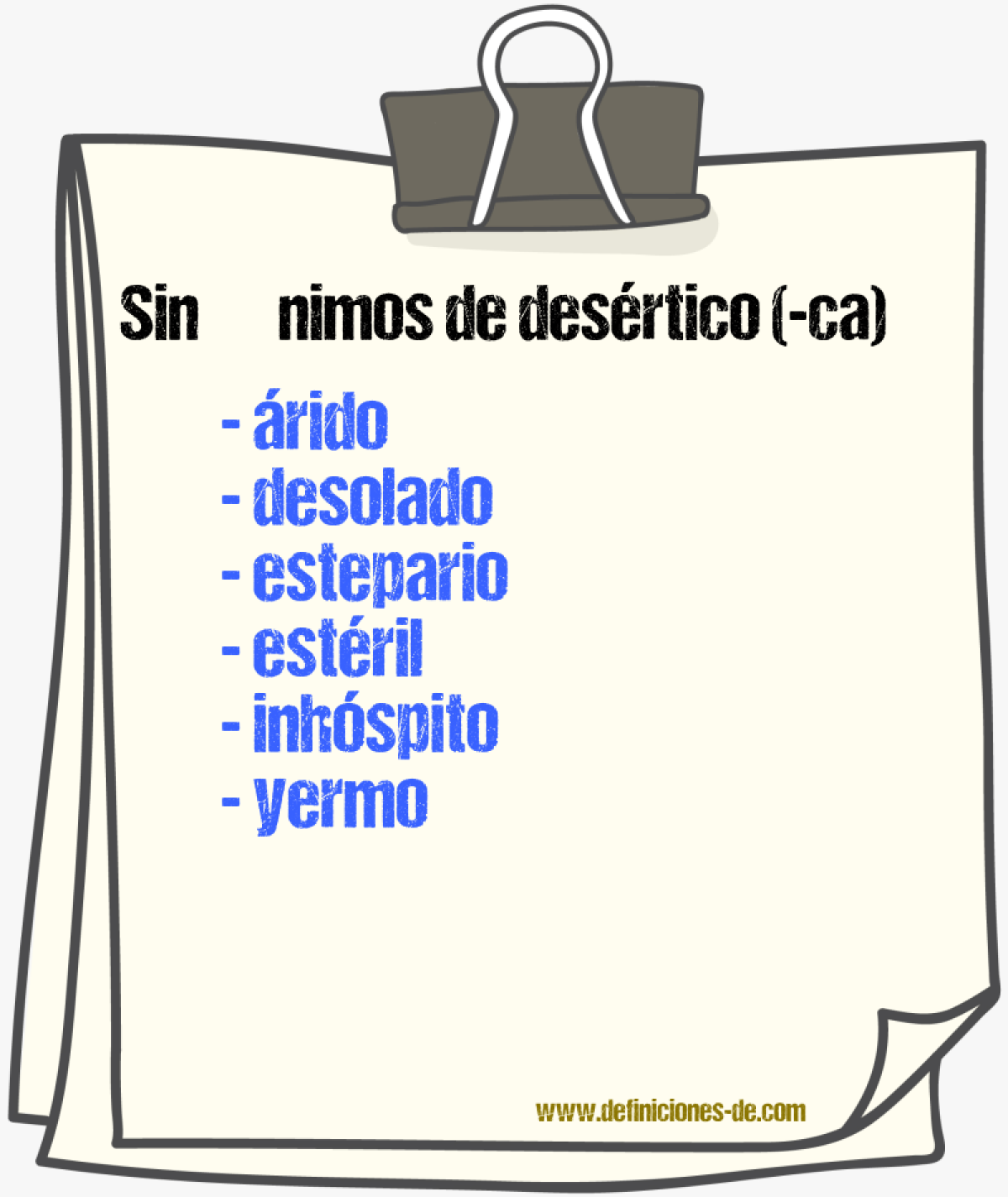 Sinnimos de desrtico