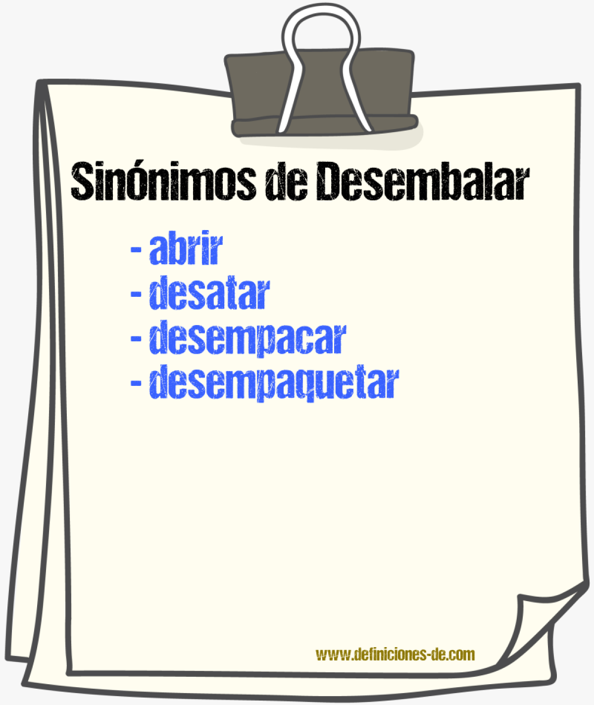 Sinnimos de desembalar