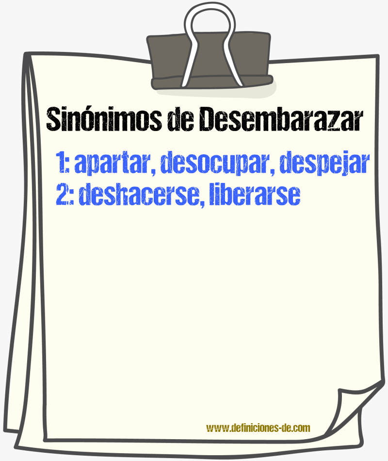 Sinnimos de desembarazar