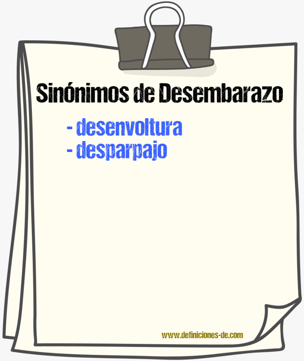 Sinnimos de desembarazo