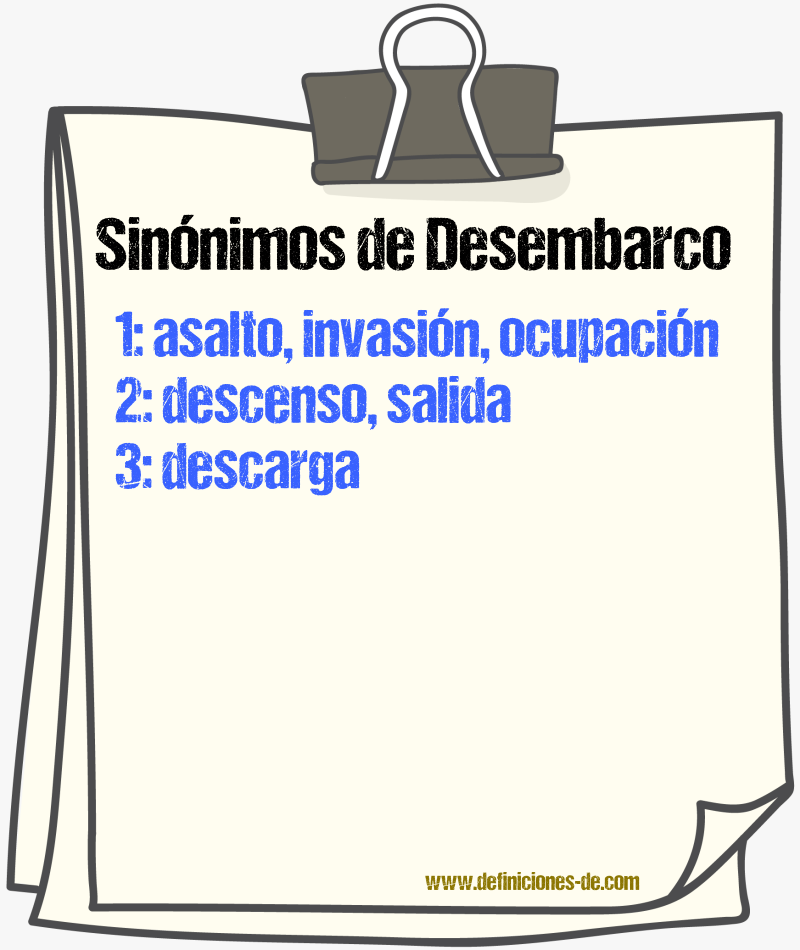 Sinnimos de desembarco