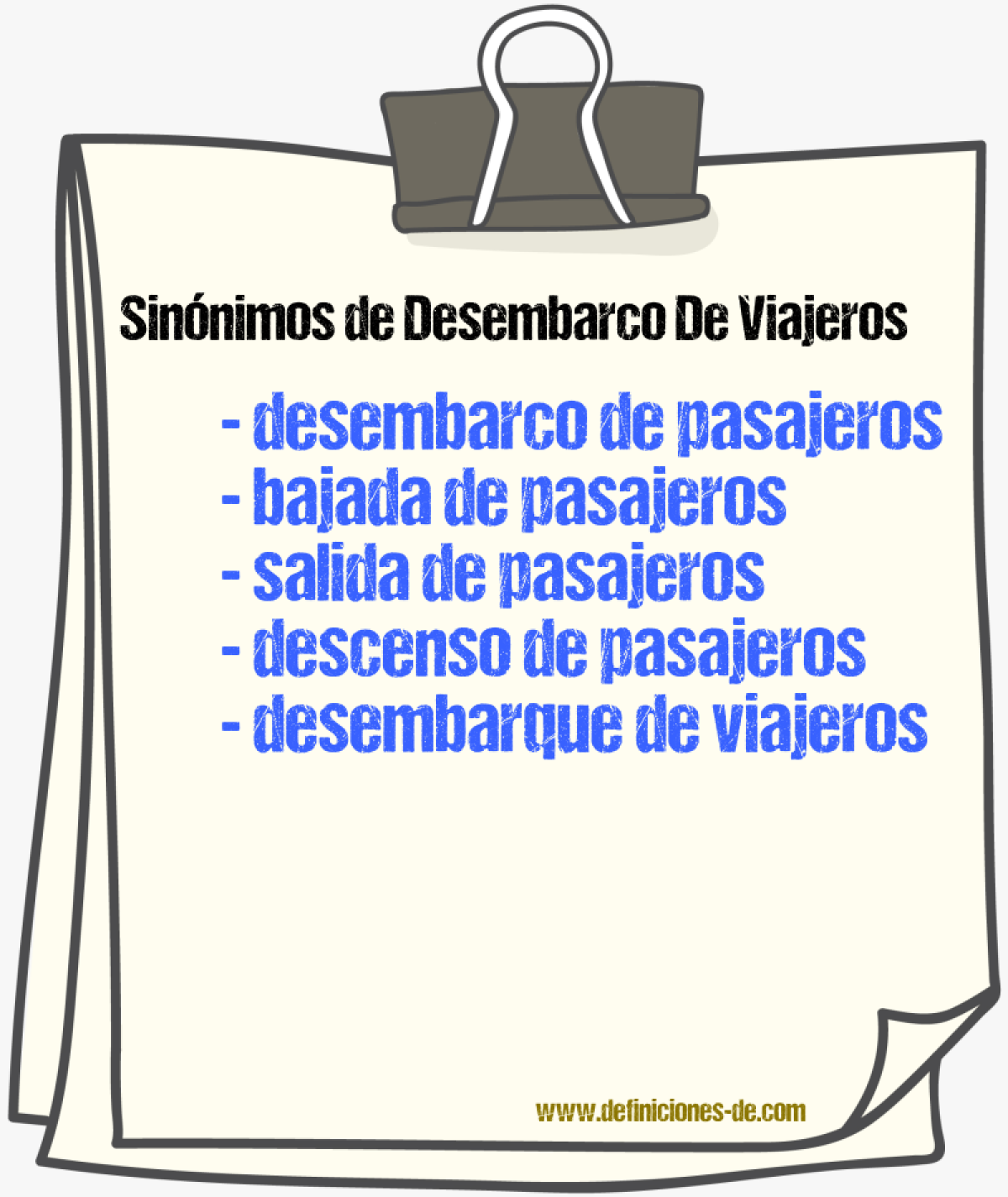 Sinónimos de desembarco de viajeros