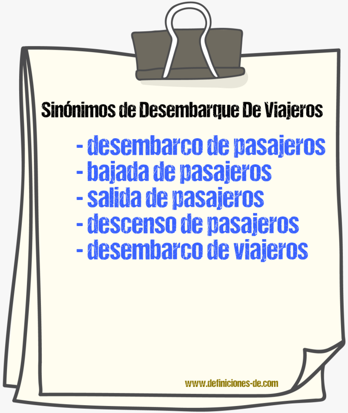 Sinónimos de desembarque de viajeros