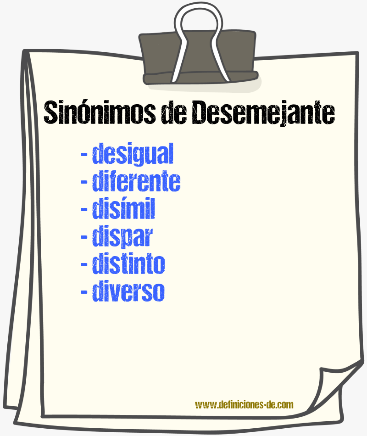 Sinnimos de desemejante