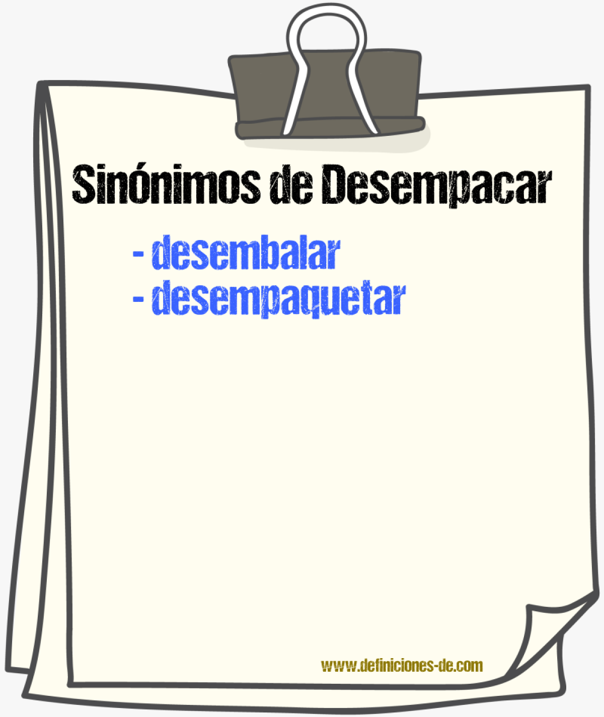 Sinnimos de desempacar