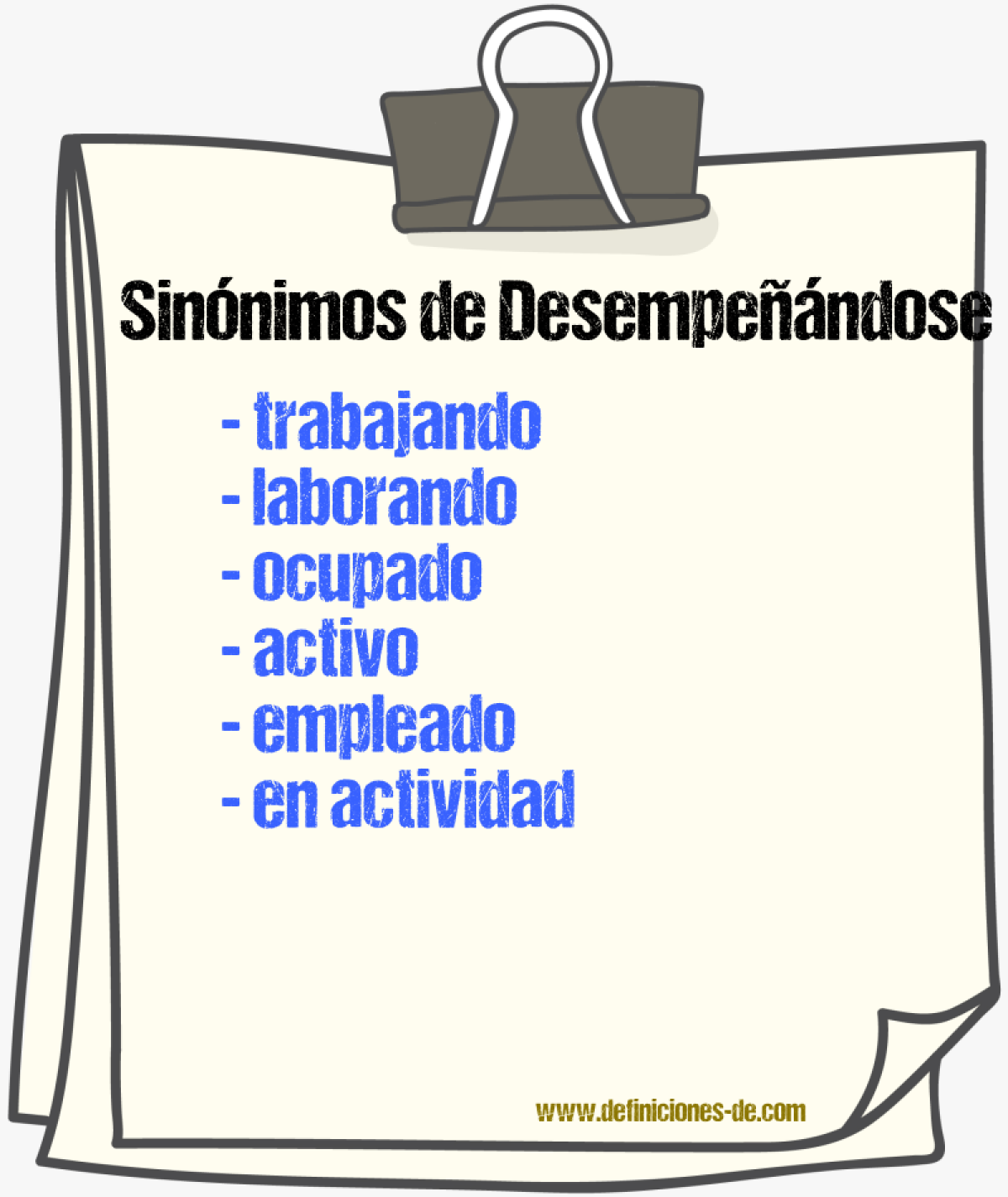 Sinónimos de desempeñándose