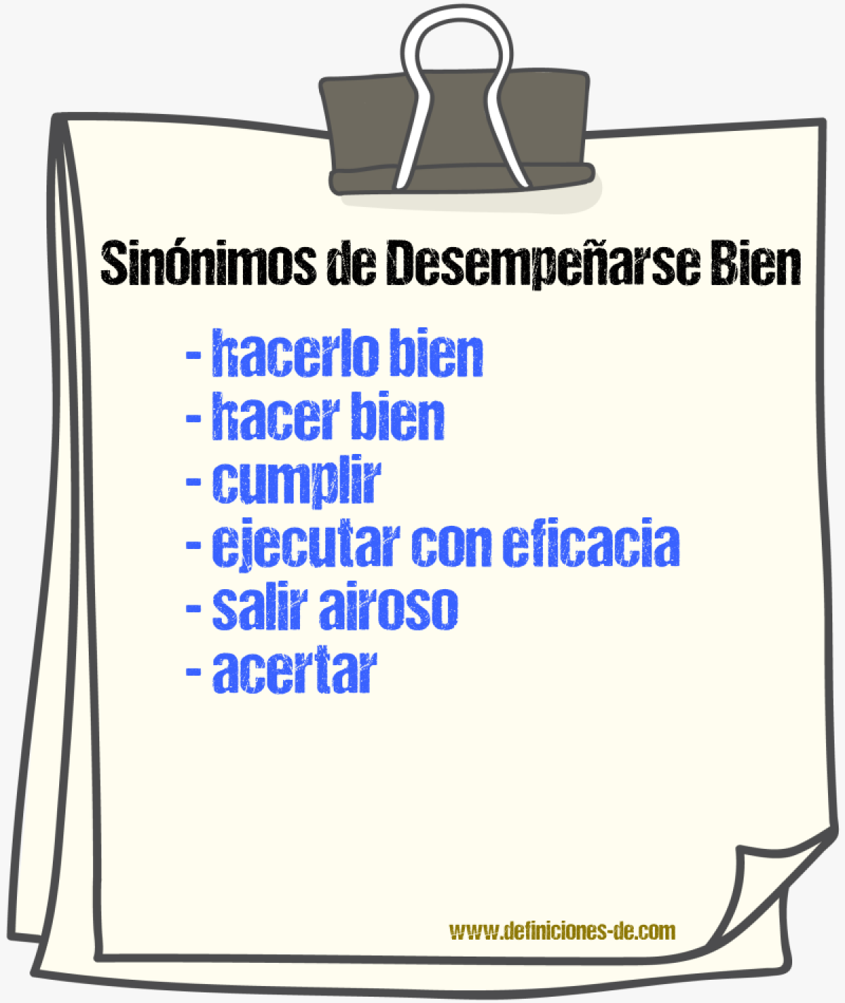 Sinónimos de desempeñarse bien