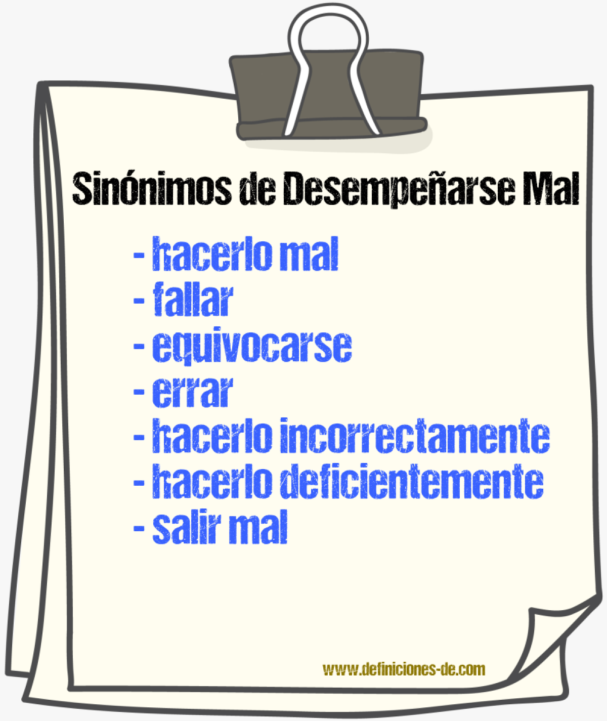 Sinónimos de desempeñarse mal