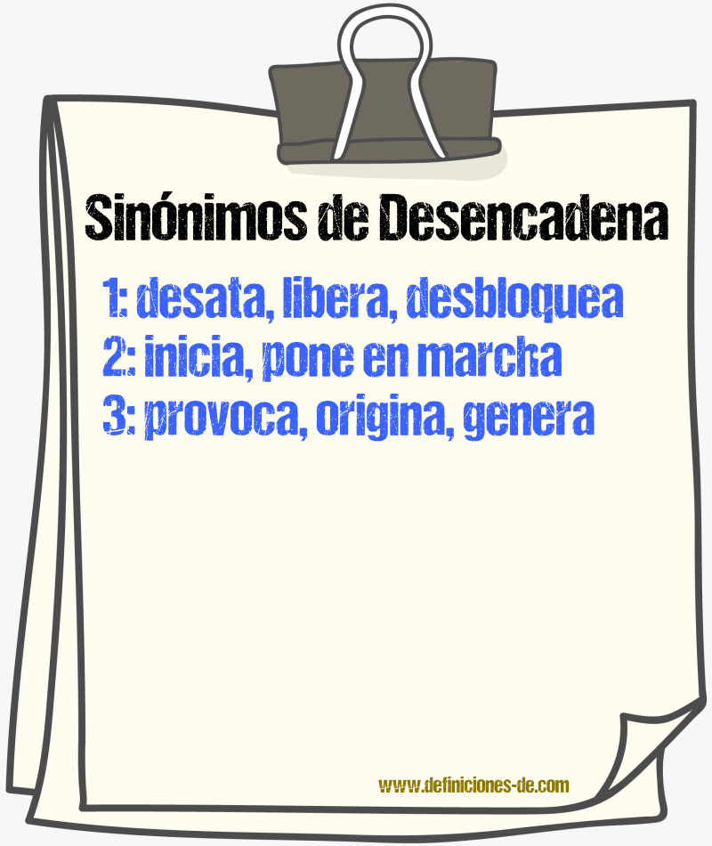 Sinónimos de desencadena