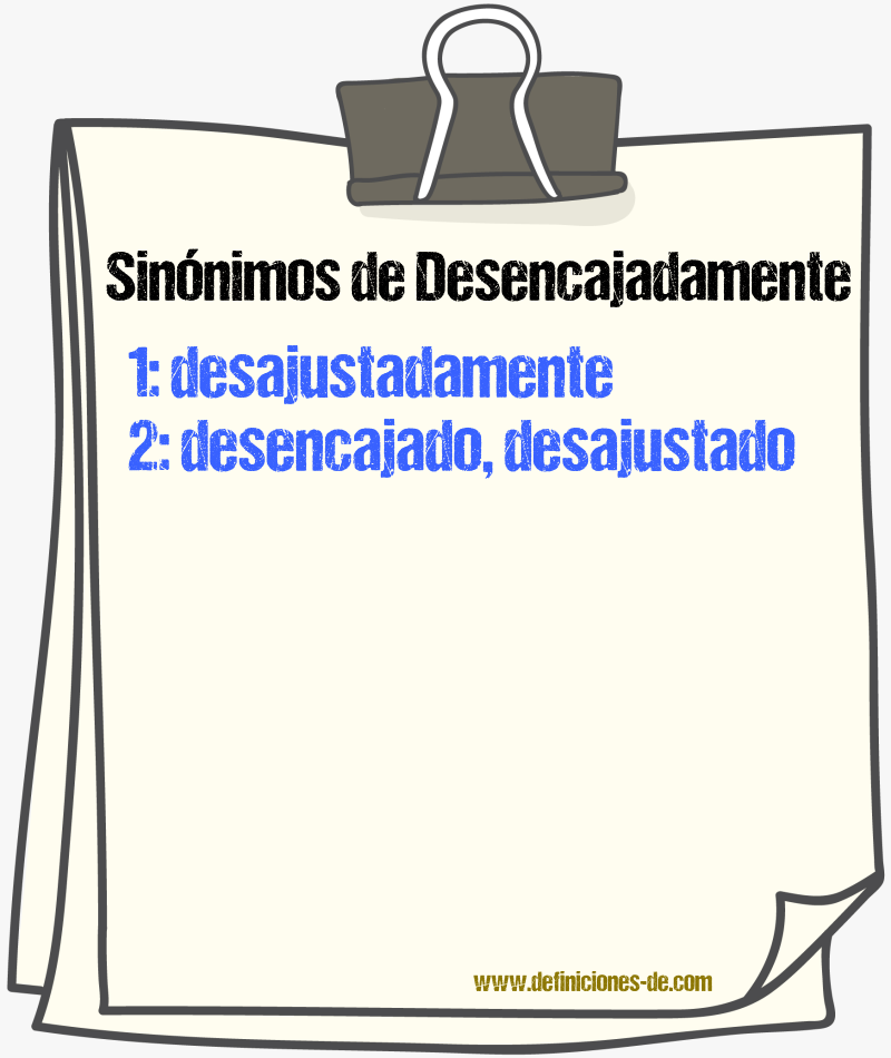 Sinónimos de desencajadamente