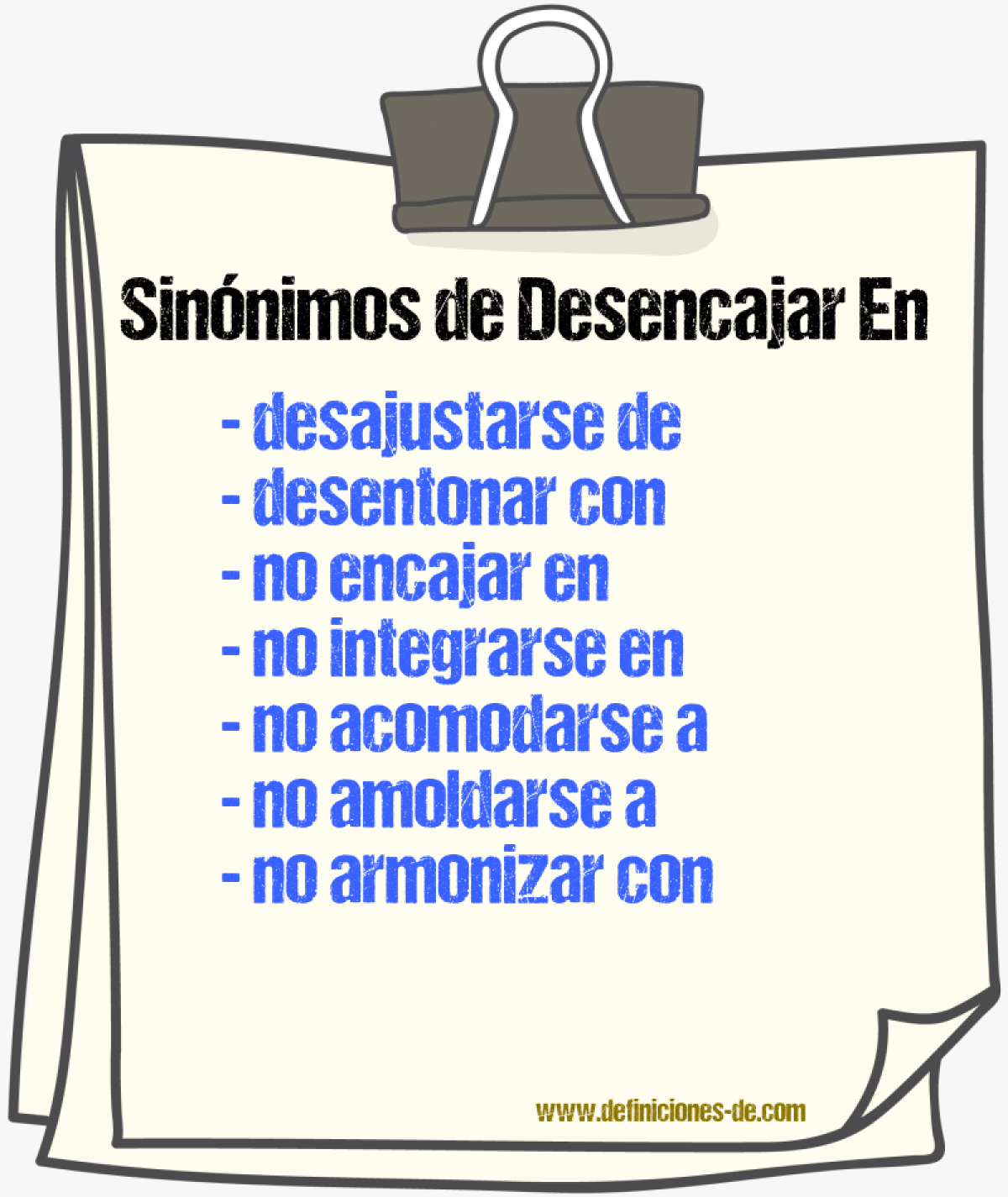Sinónimos de desencajar en