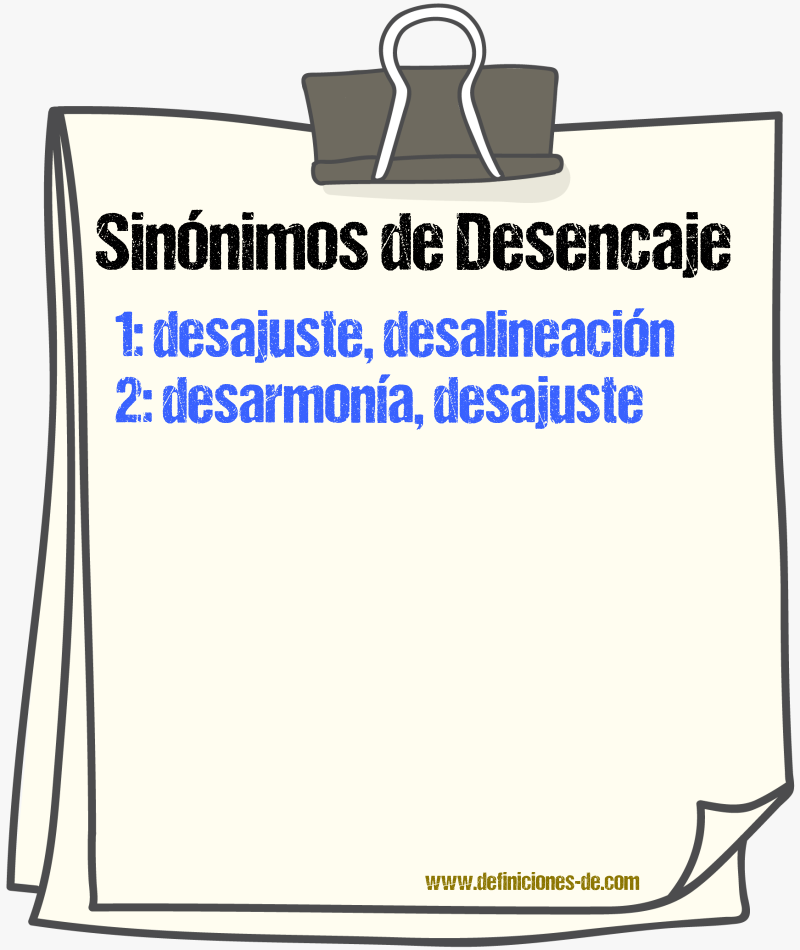 Sinónimos de desencaje