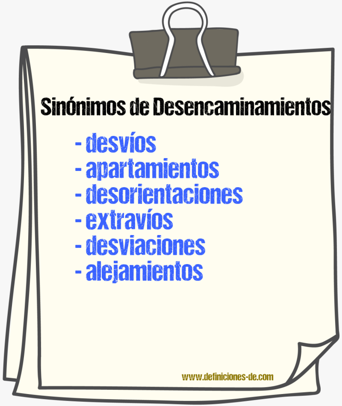 Sinónimos de desencaminamientos