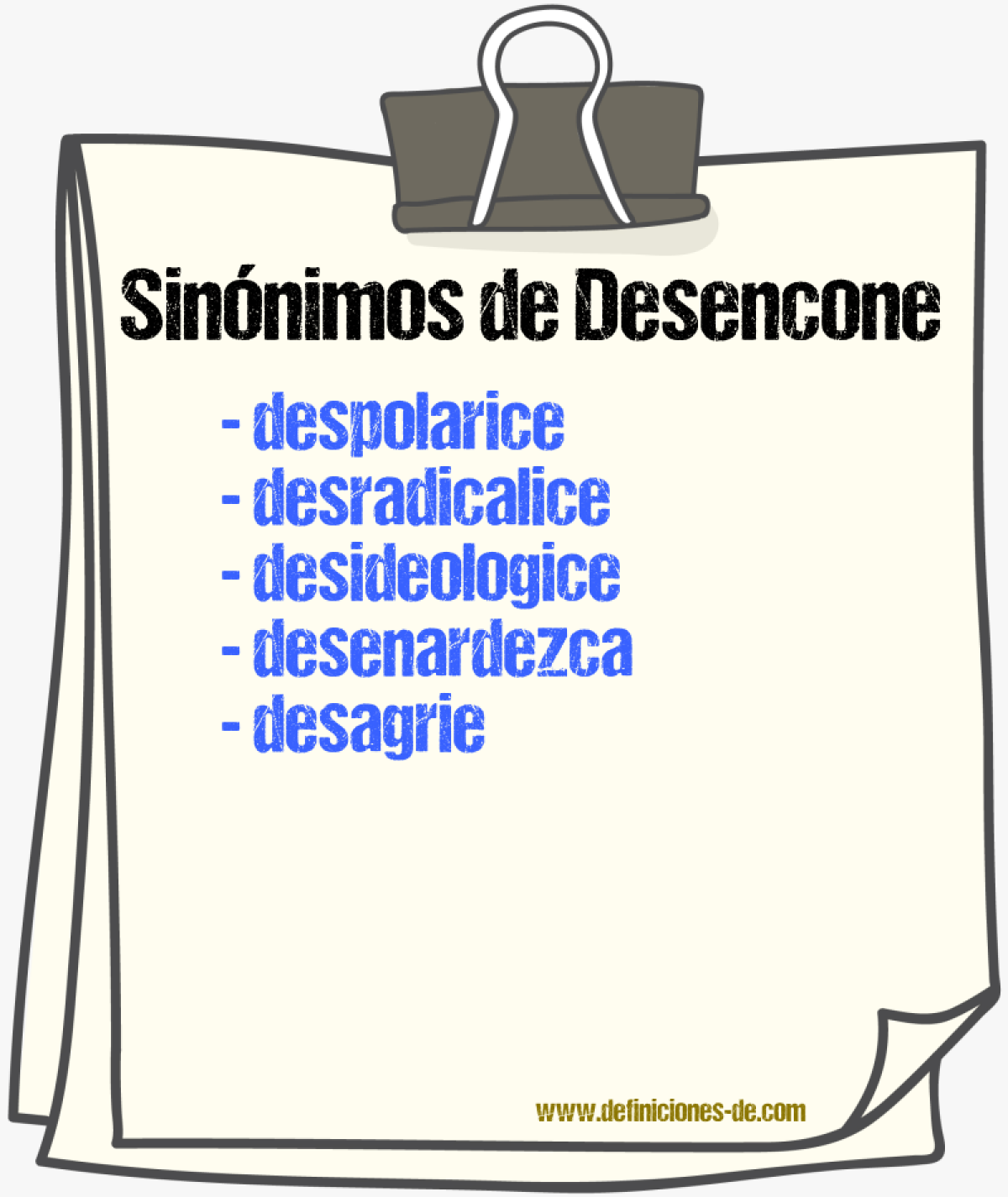 Sinónimos de desencone