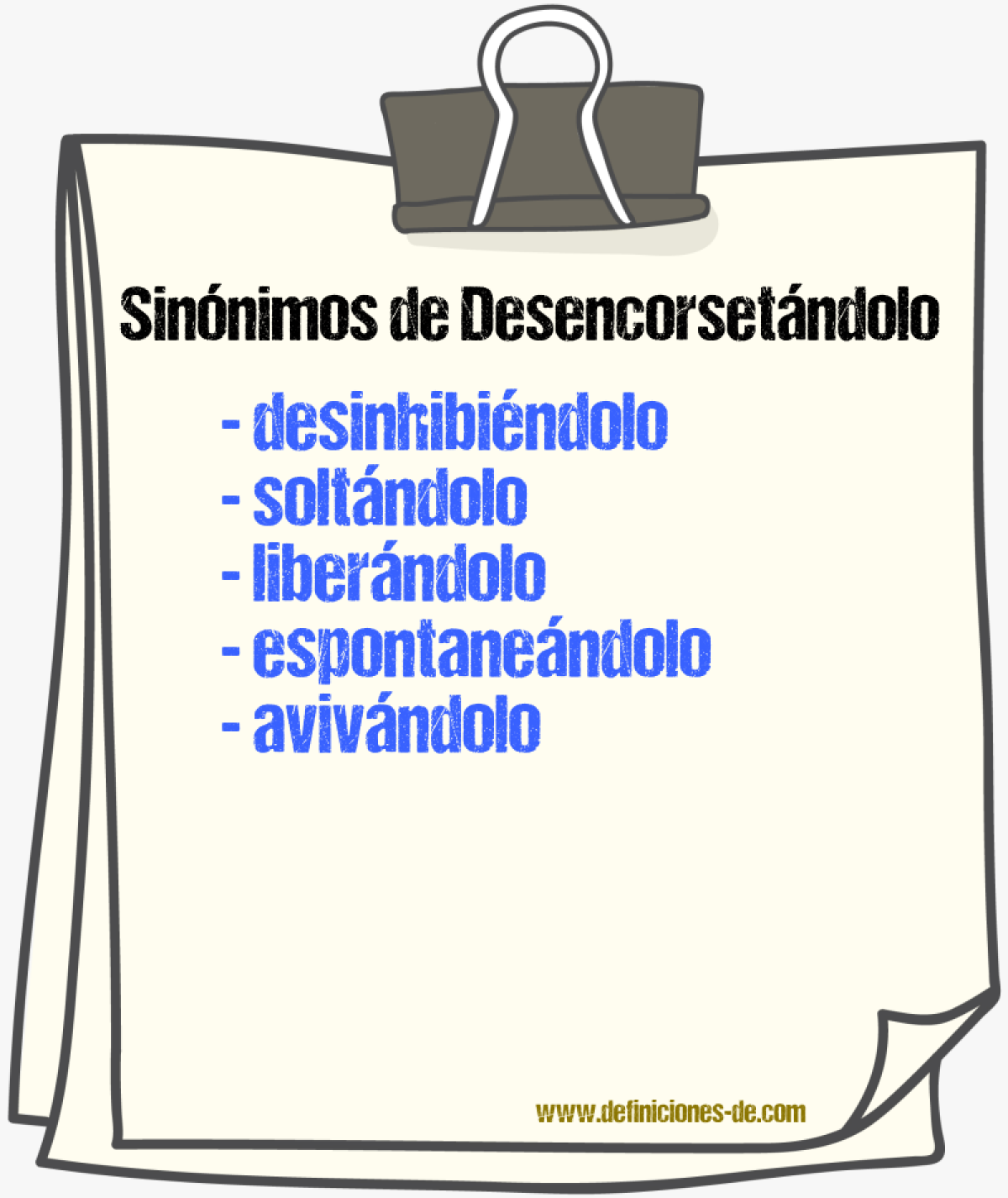 Sinónimos de desencorsetándolo