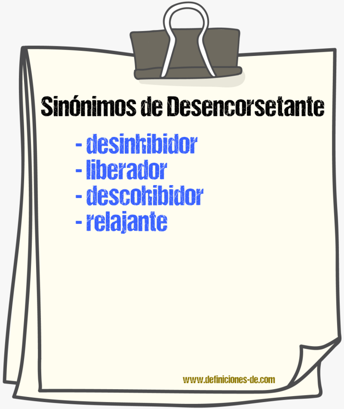 Sinónimos de desencorsetante