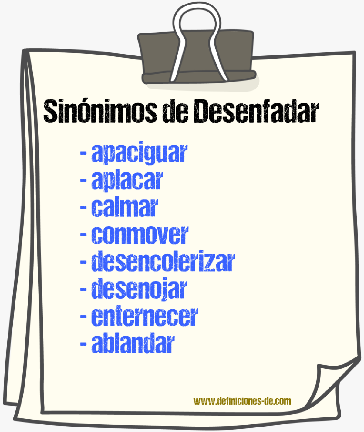 Sinnimos de desenfadar