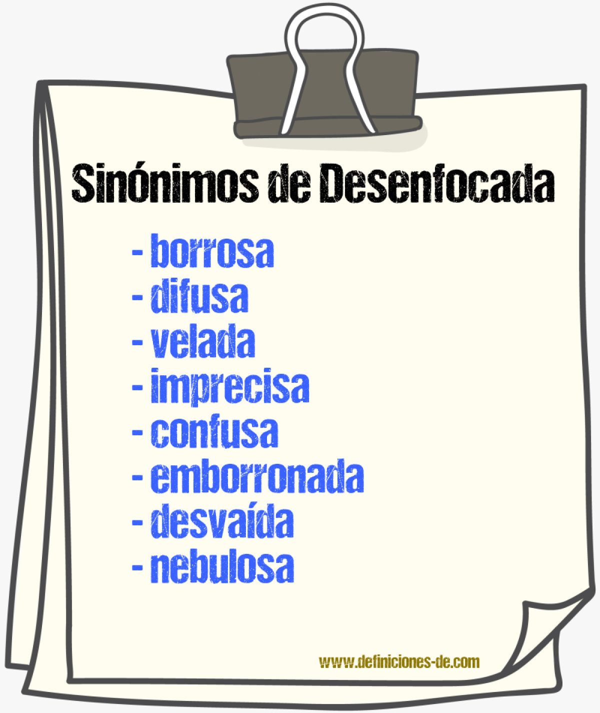 Sinónimos de desenfocada