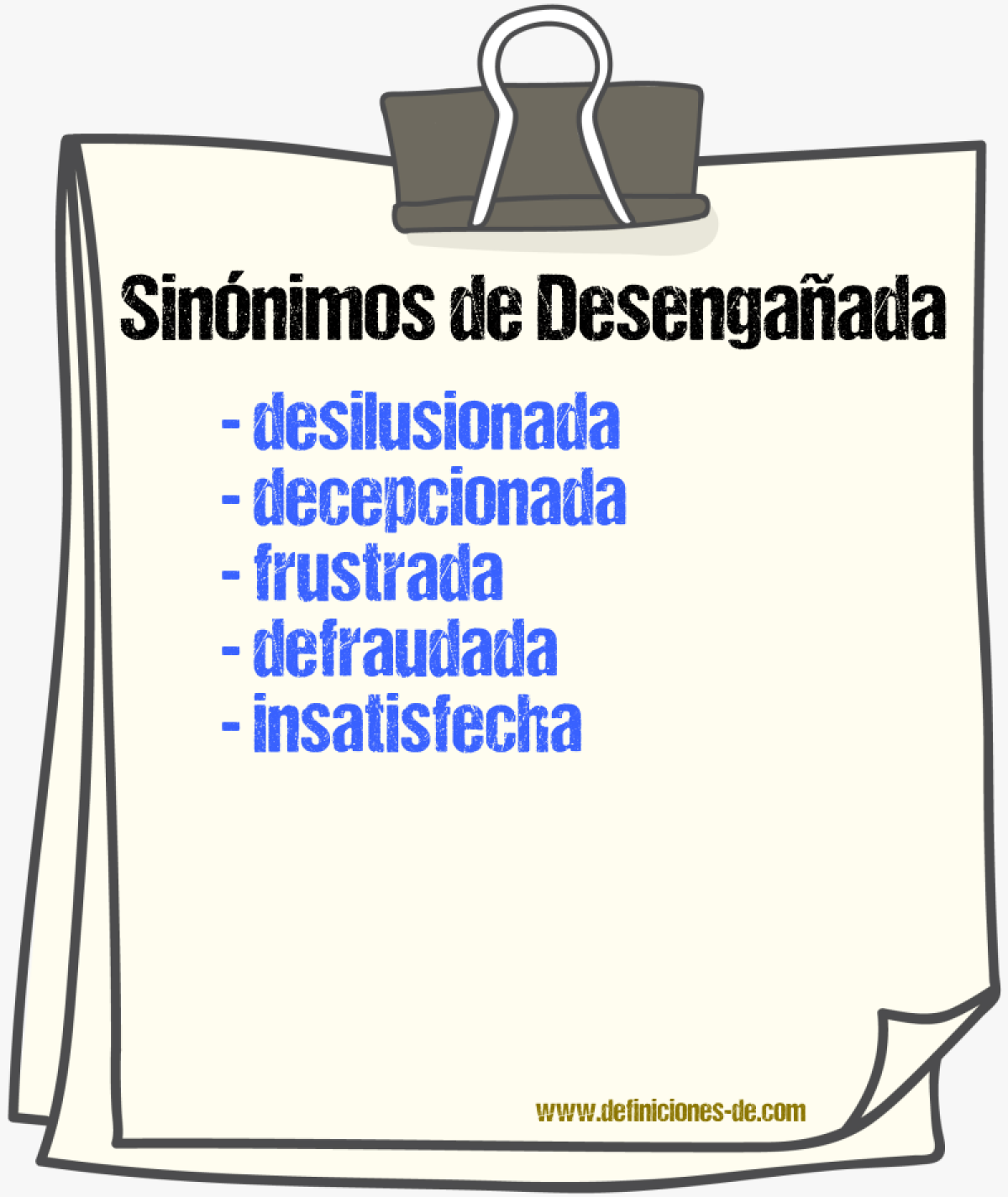 Sinónimos de desengañada