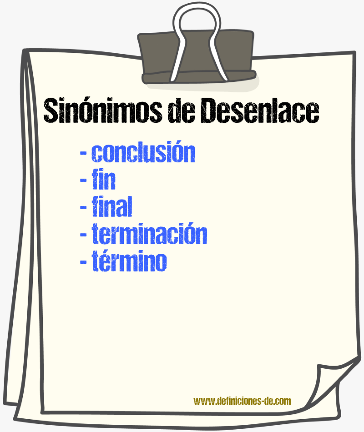 Sinnimos de desenlace