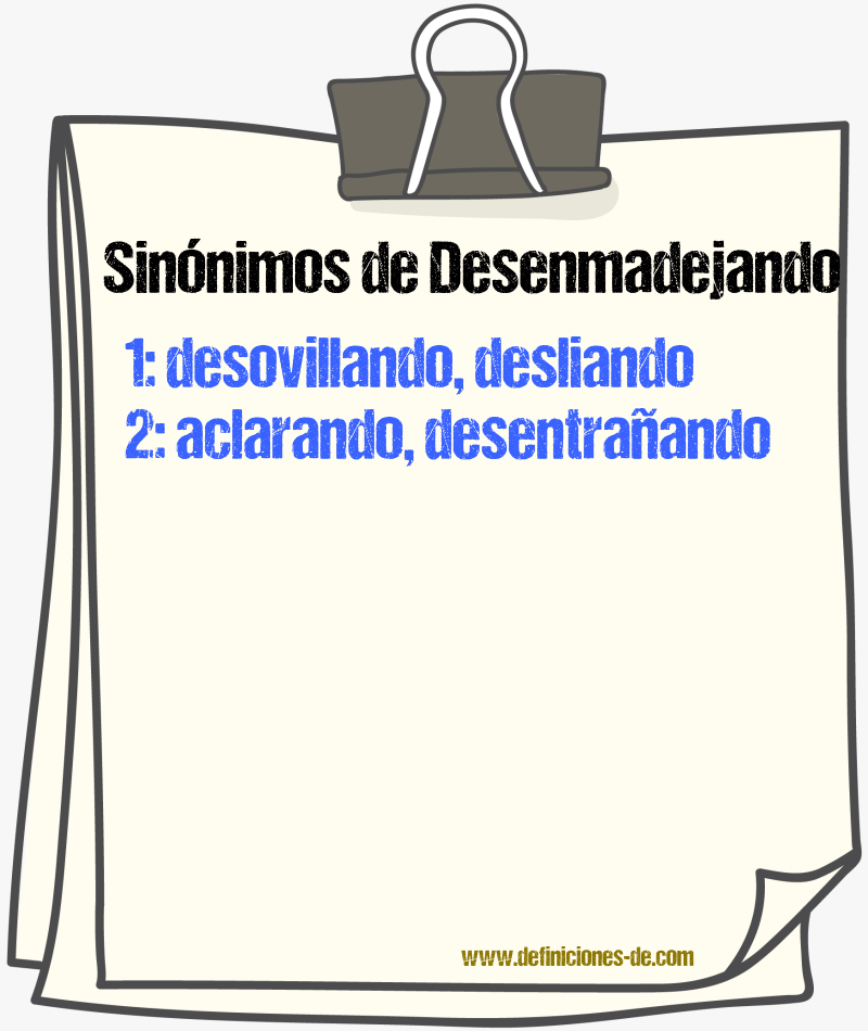 Sinónimos de desenmadejando