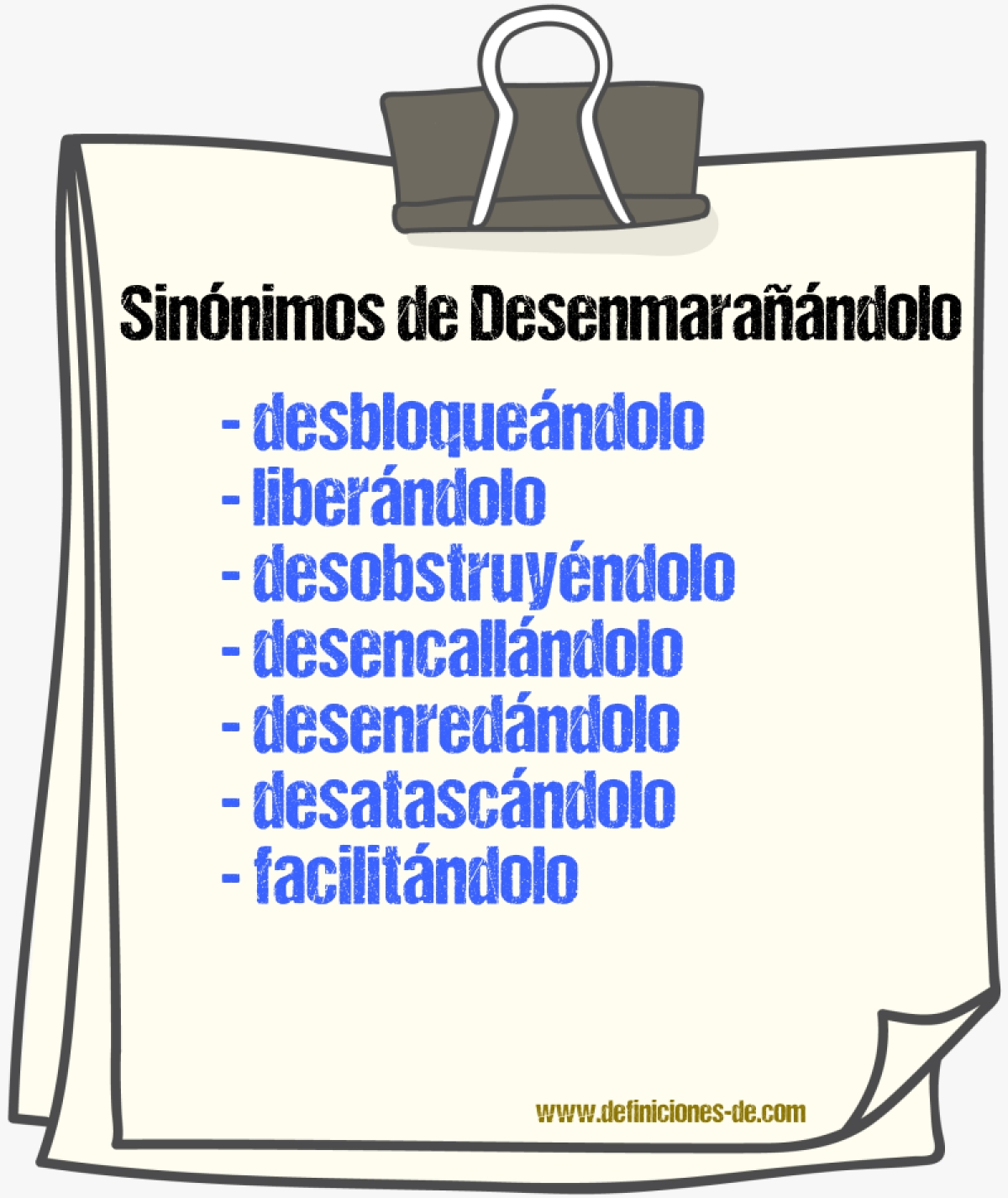 Sinónimos de desenmarañándolo