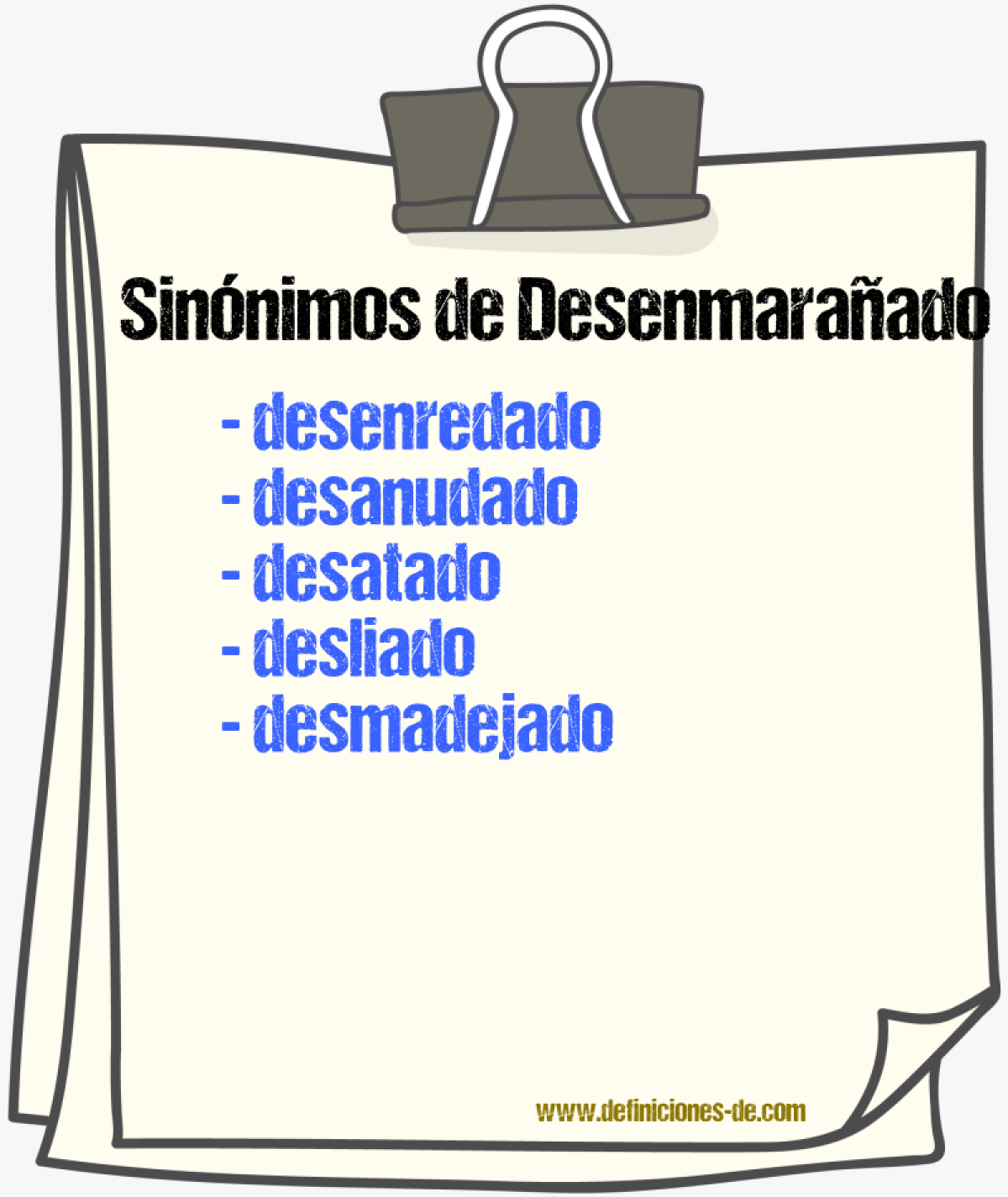 Sinónimos de desenmarañado