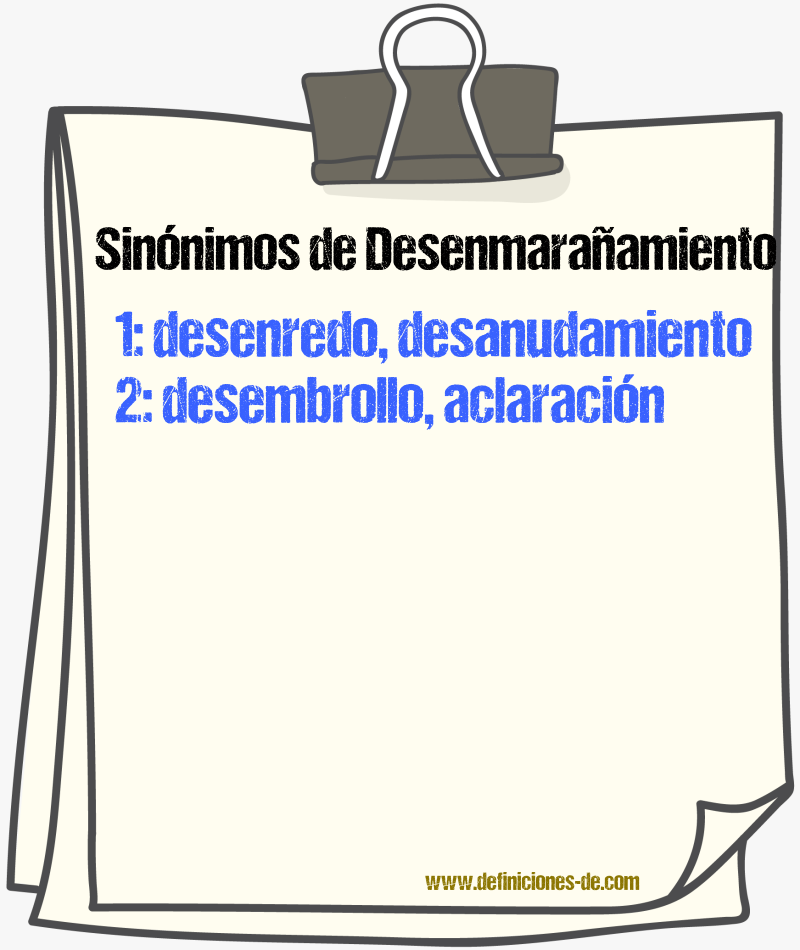 Sinónimos de desenmarañamiento