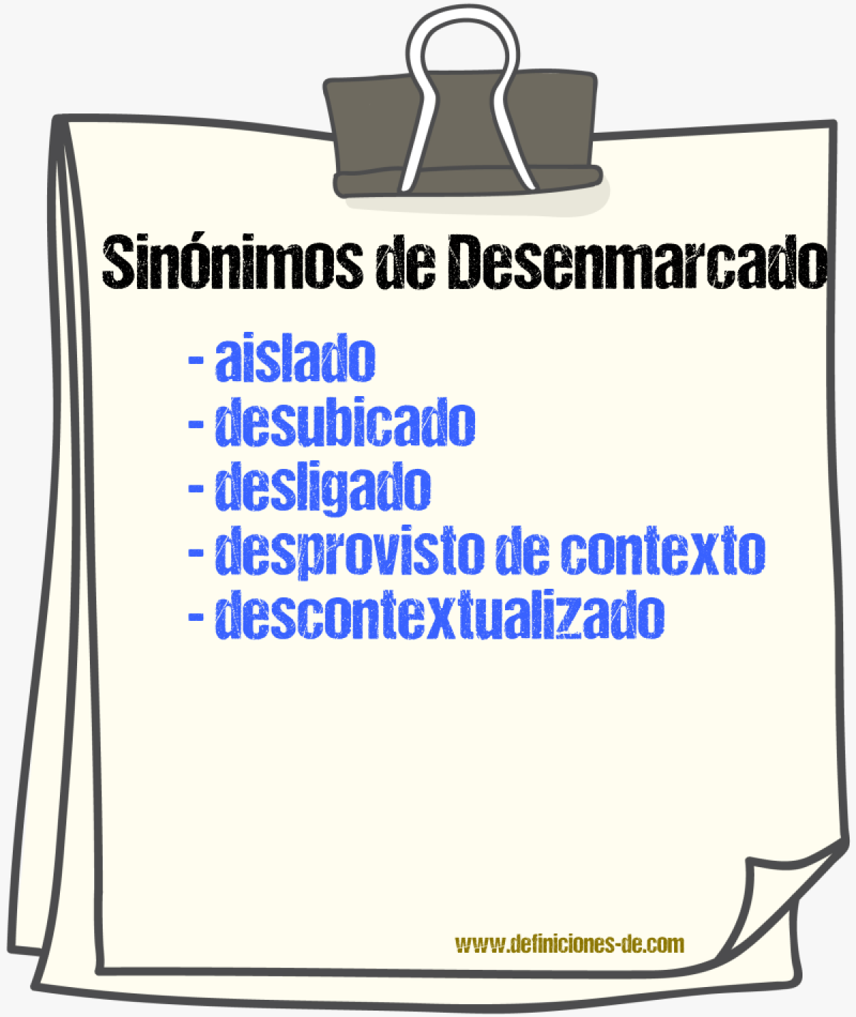 Sinónimos de desenmarcado