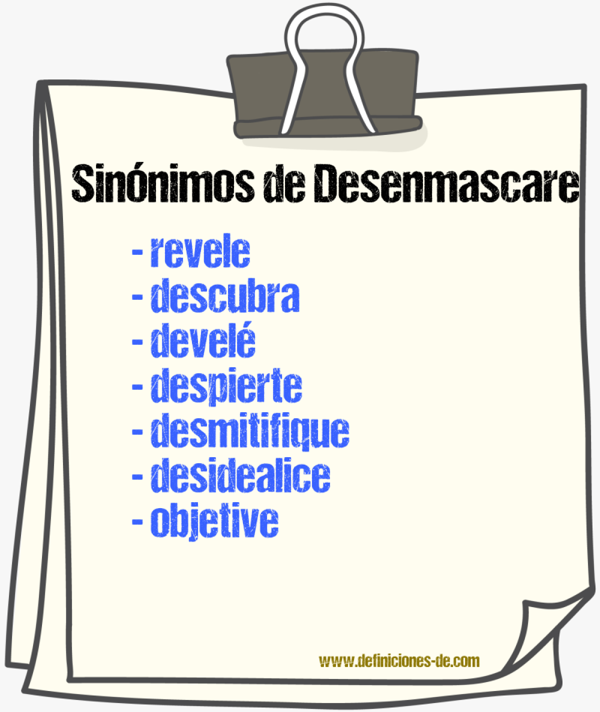 Sinónimos de desenmascare