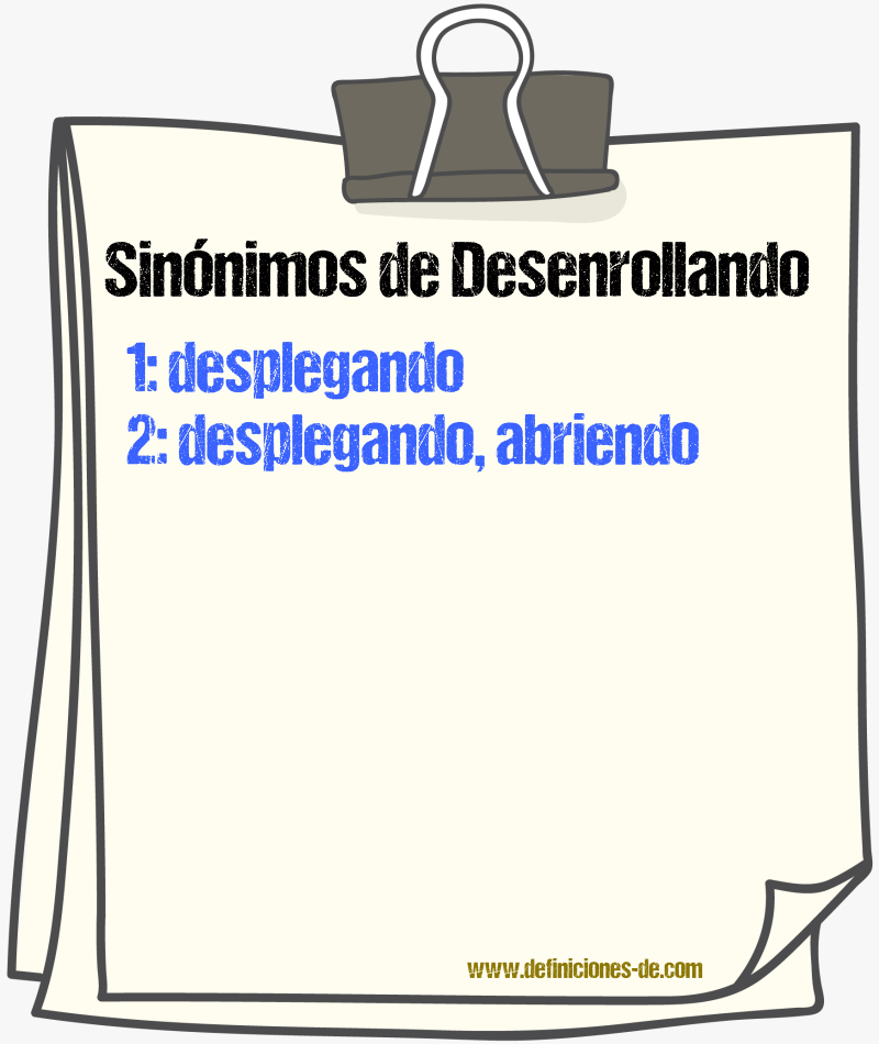 Sinónimos de desenrollando