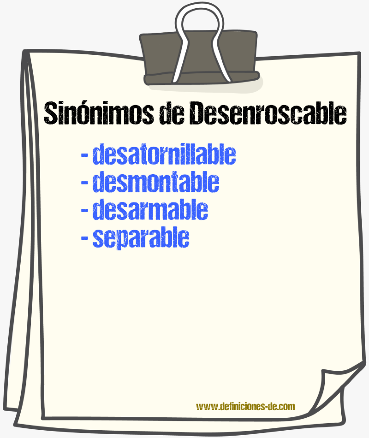 Sinónimos de desenroscable