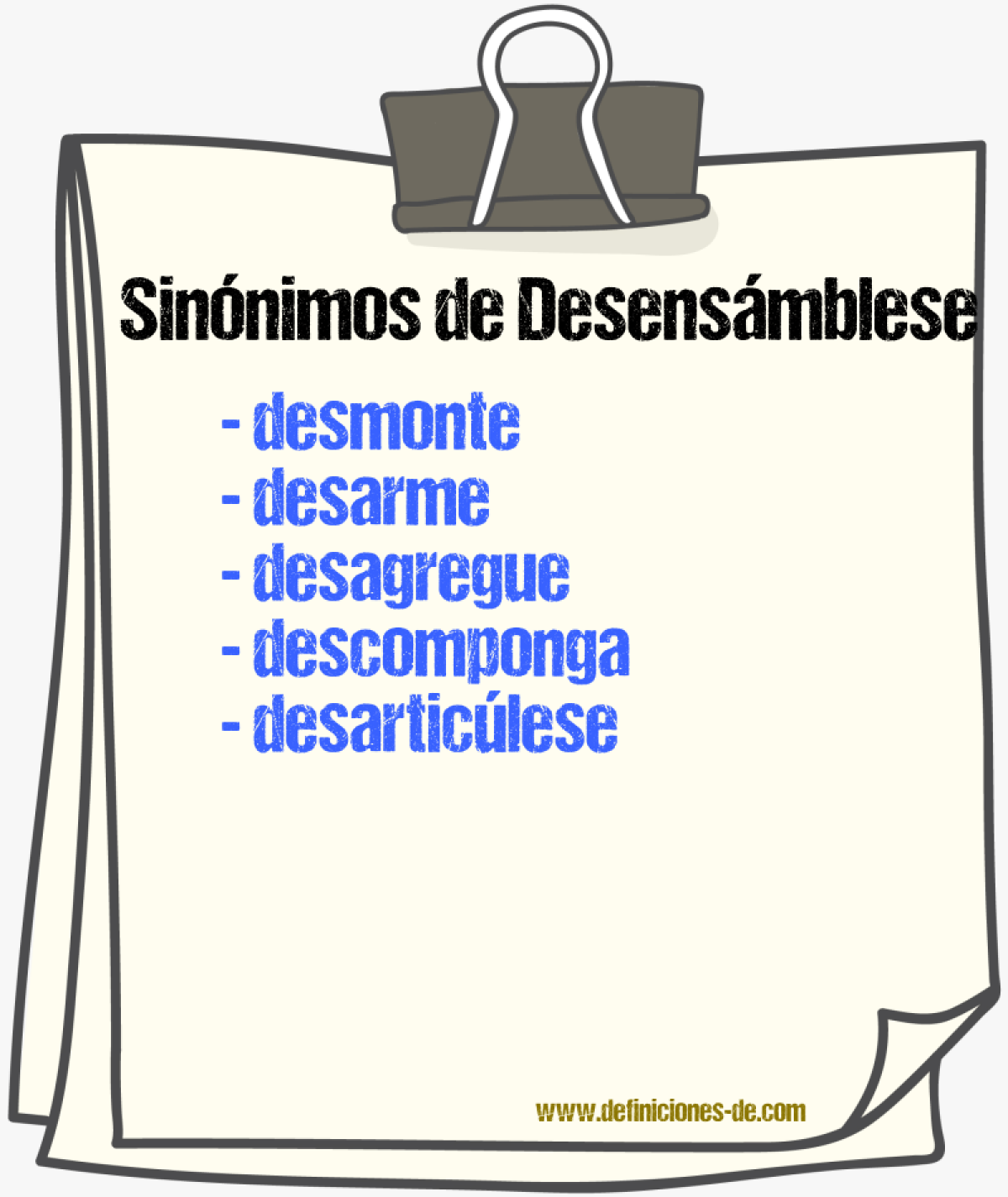 Sinónimos de desensámblese