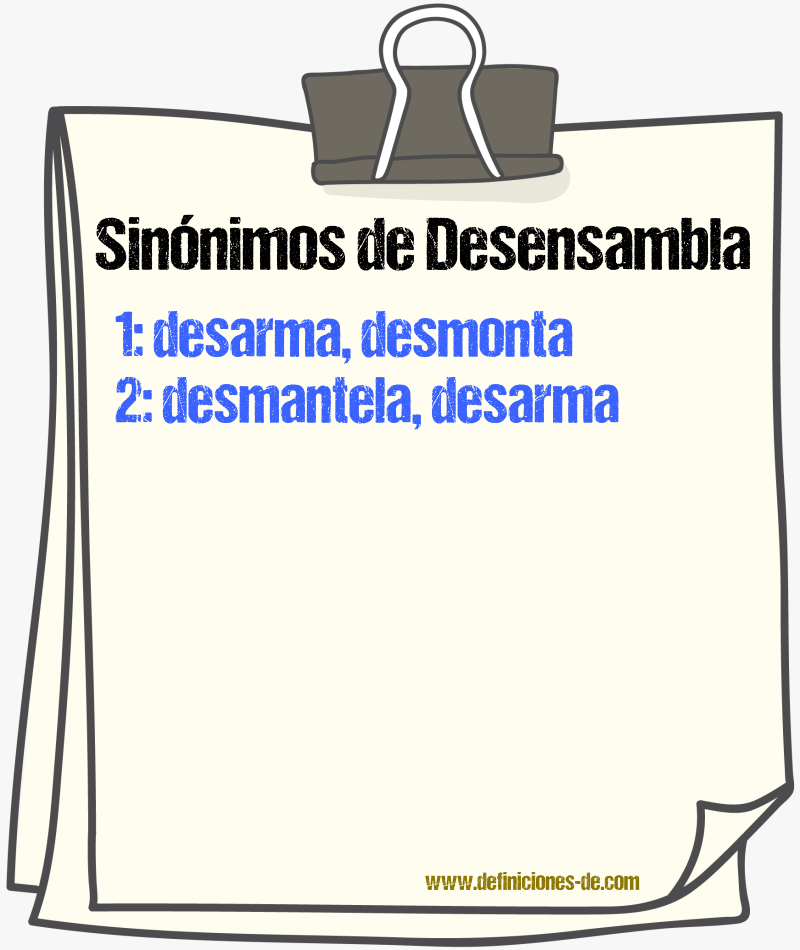 Sinónimos de desensambla